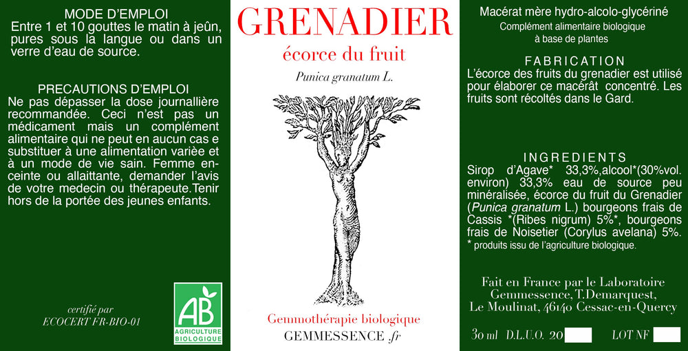 Punica granatum, Grenadier (écorce du fruit)