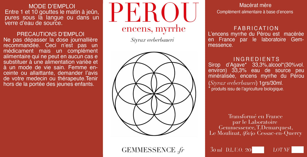 Encens Myrrhe PEROU, Styrax weberbaueri