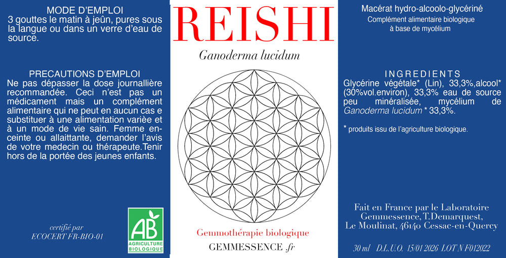 Reishi mushroom, Ganoderma lucidum (mycelium)